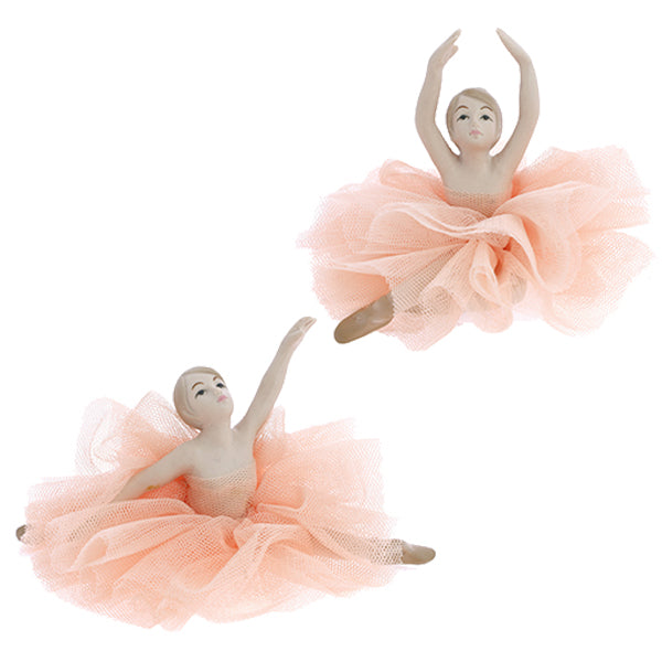 Bomboniera ballerina porcellana con tulle cipria 2 ass.