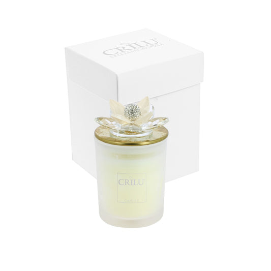 Bomboniera Crilù candela panna gold con fiore