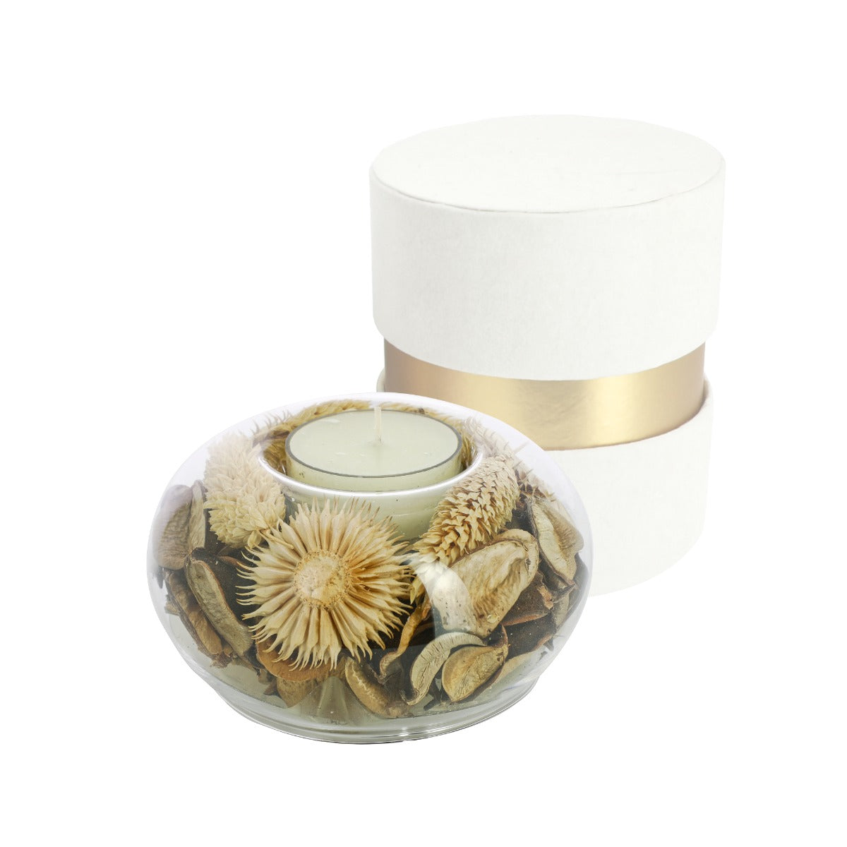 Bomboniera candela ampolla grande bianca con pot-pourri