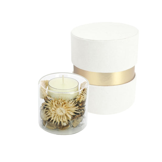 Bomboniera candela cilindro bianca con pot-pourri