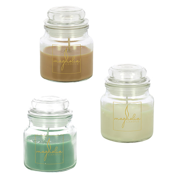 Candela in barattolo ermetico set 3 colori assortiti