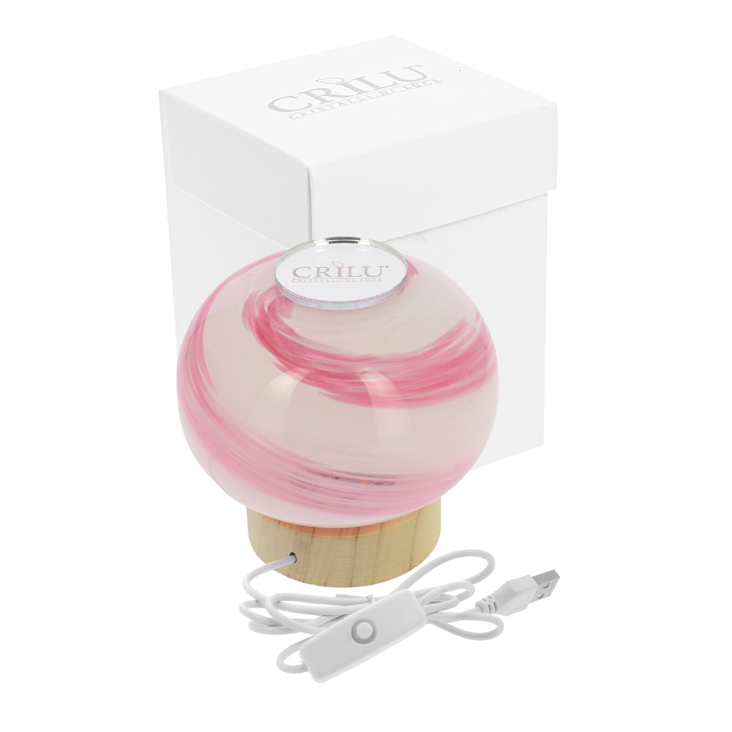 Bomboniera Crilù lampada murano spirale rosa