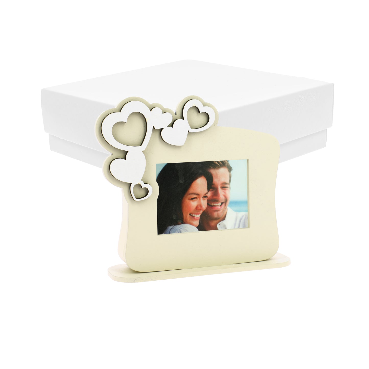 Bomboniera porta foto piccolo sabbia con cuori sagomati