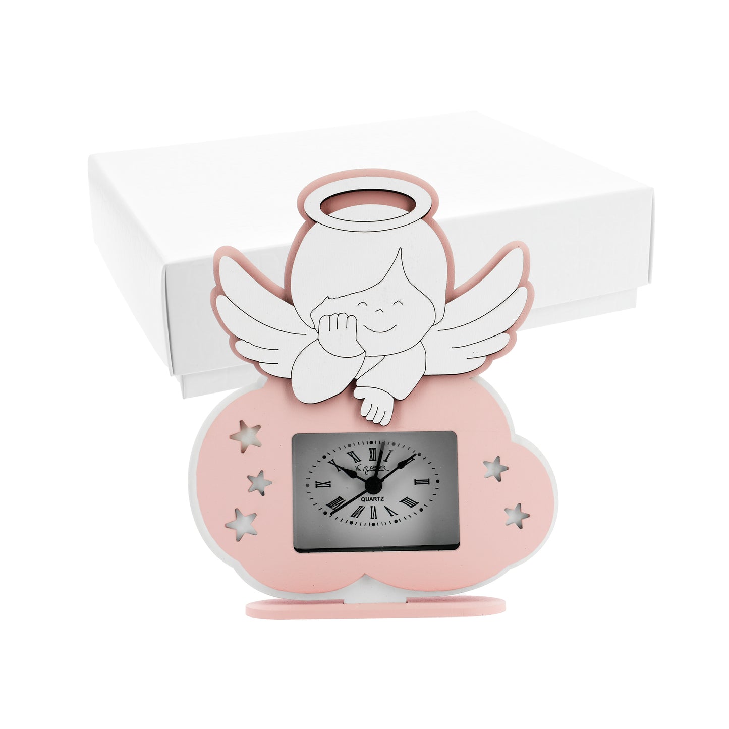Bomboniera sveglia angioletto sagomato rosa