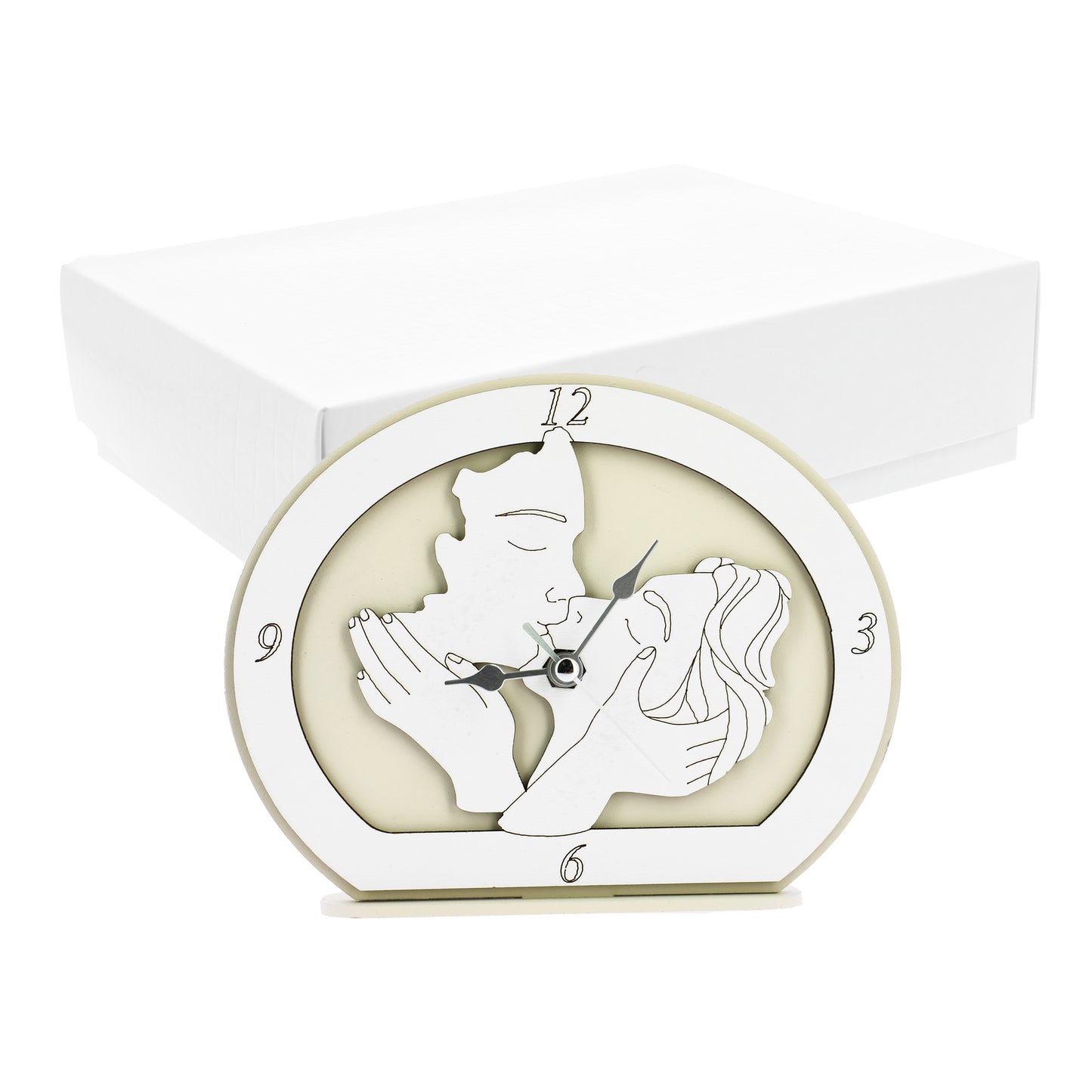 Bomboniera orologio arco sabbia con coppia bacio