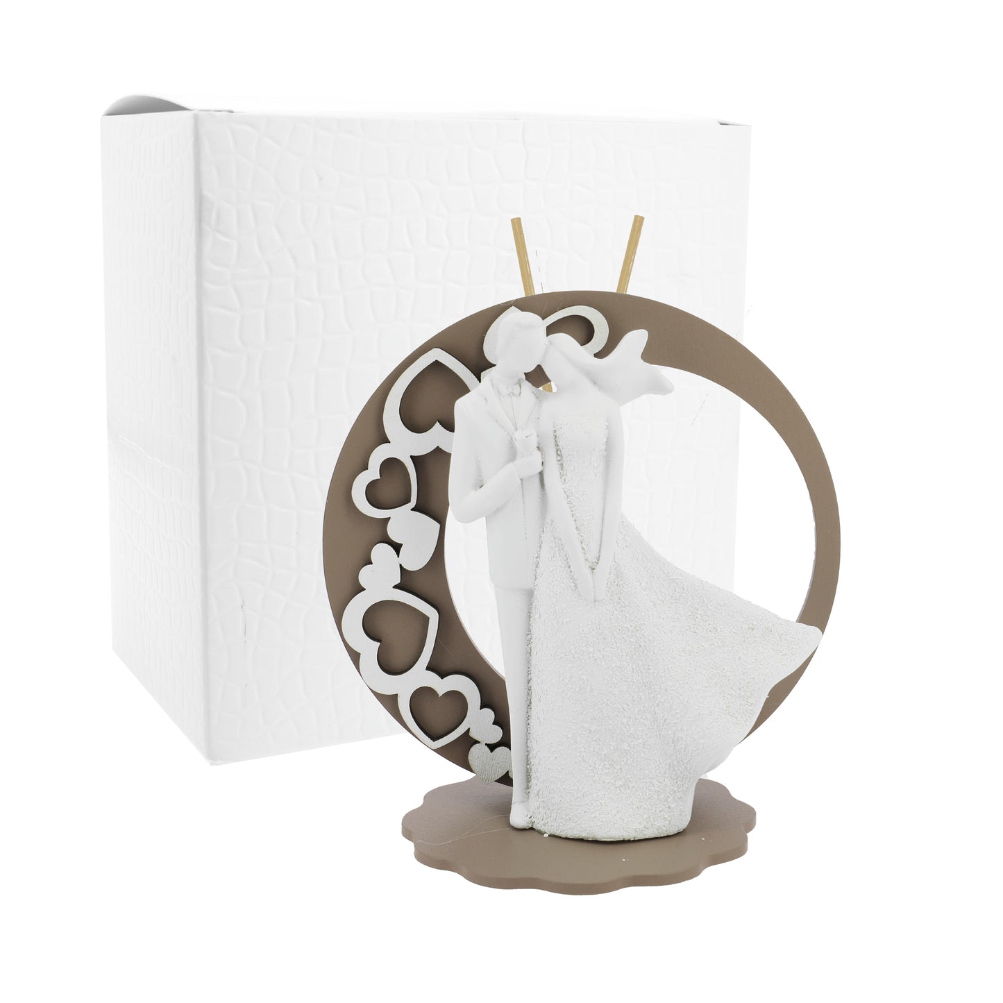 Bomboniera profumatore tondo tortora con coppia