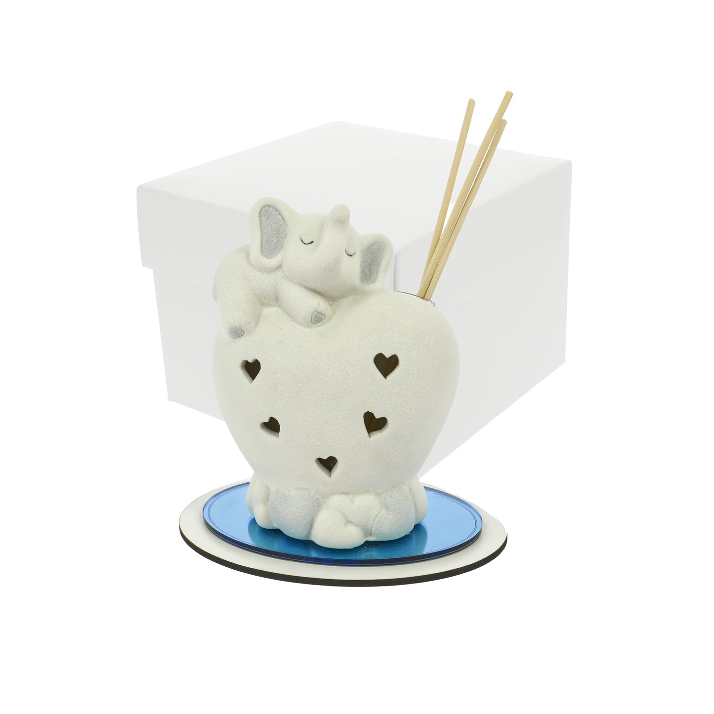 Bomboniera profumatore cuore con elefantino cielo