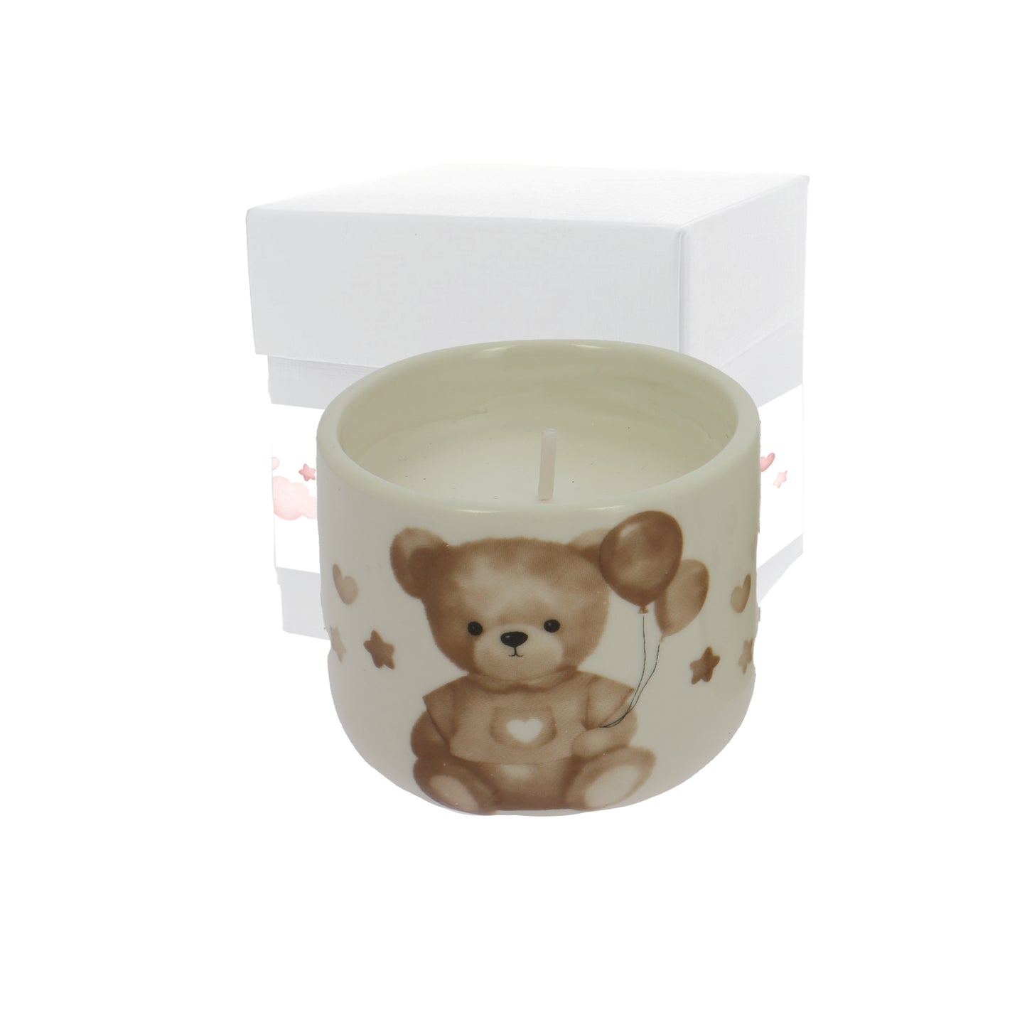 Bomboniera candela orsetto ballon beige