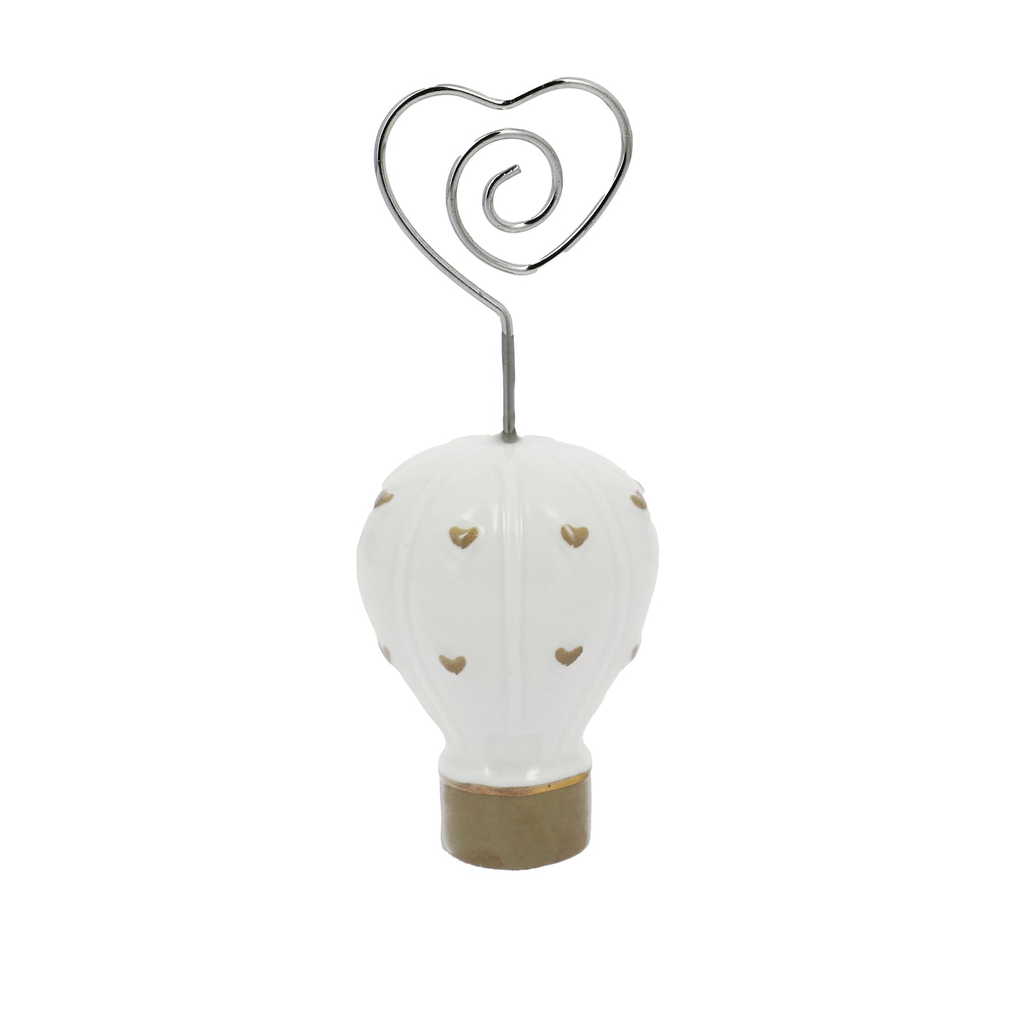 Bomboniera memoclip mongolfiera cuori beige