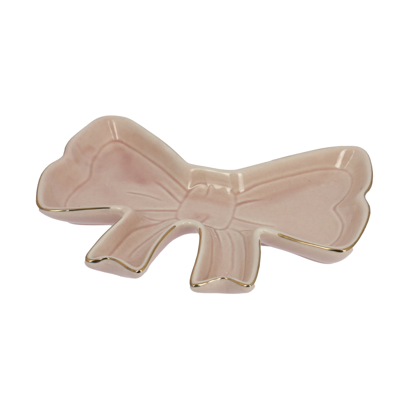 Bomboniera piattino fiocco rosa in porcellana