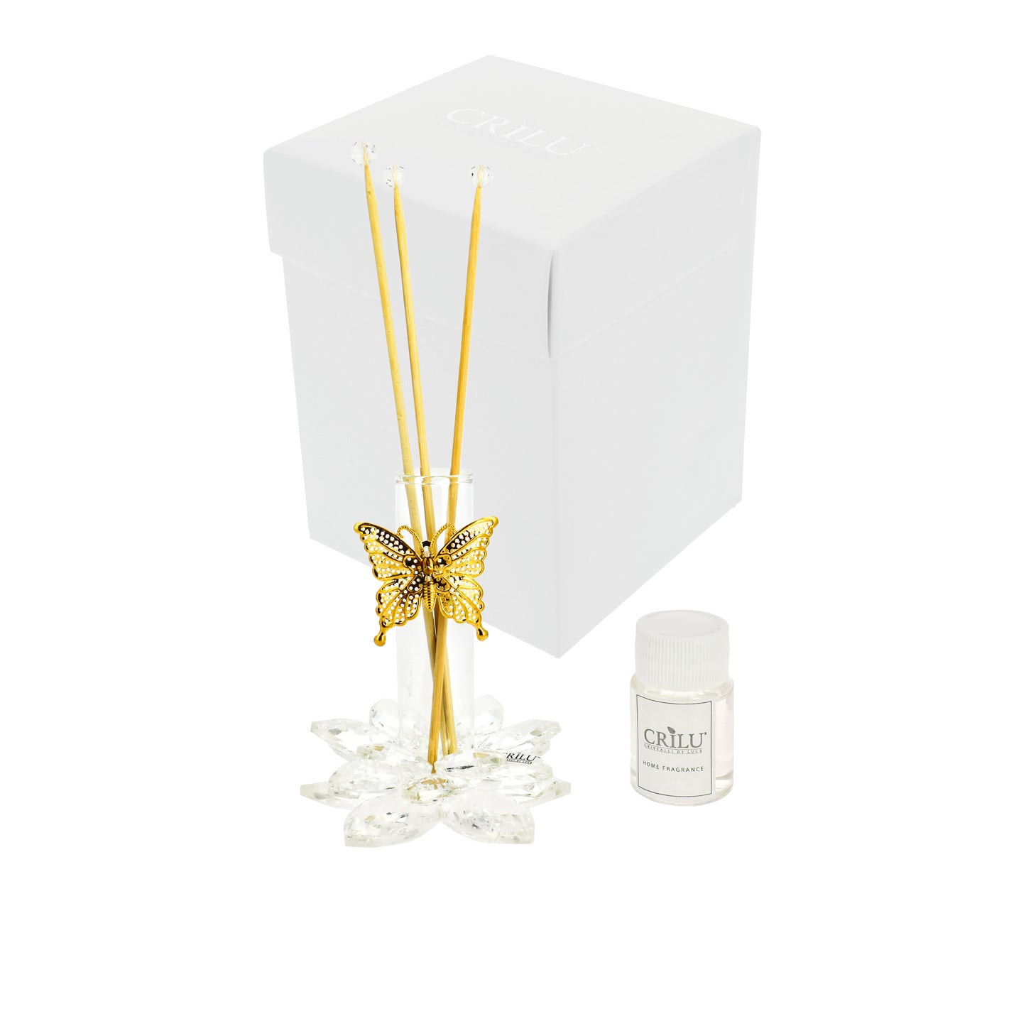 Bomboniera Crilù diffusore swarovski con farfalla oro