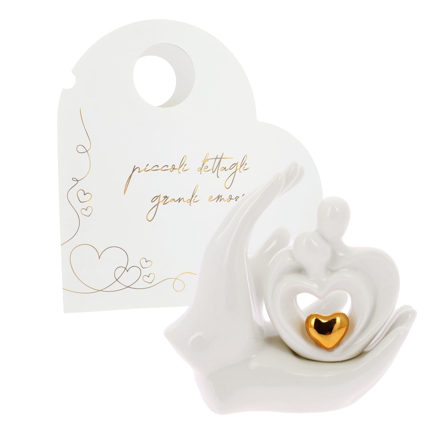 Bomboniera mani coppia cuore oro