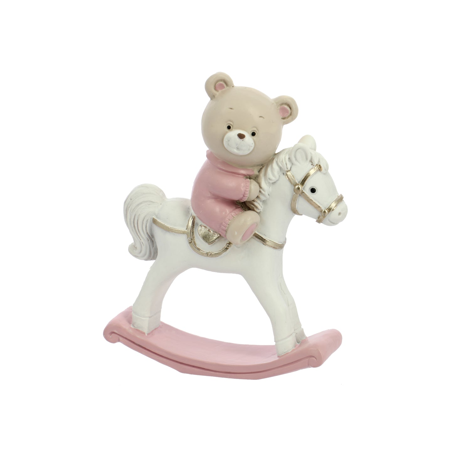 Bomboniera cavallo a dondolo rosa con orsetto