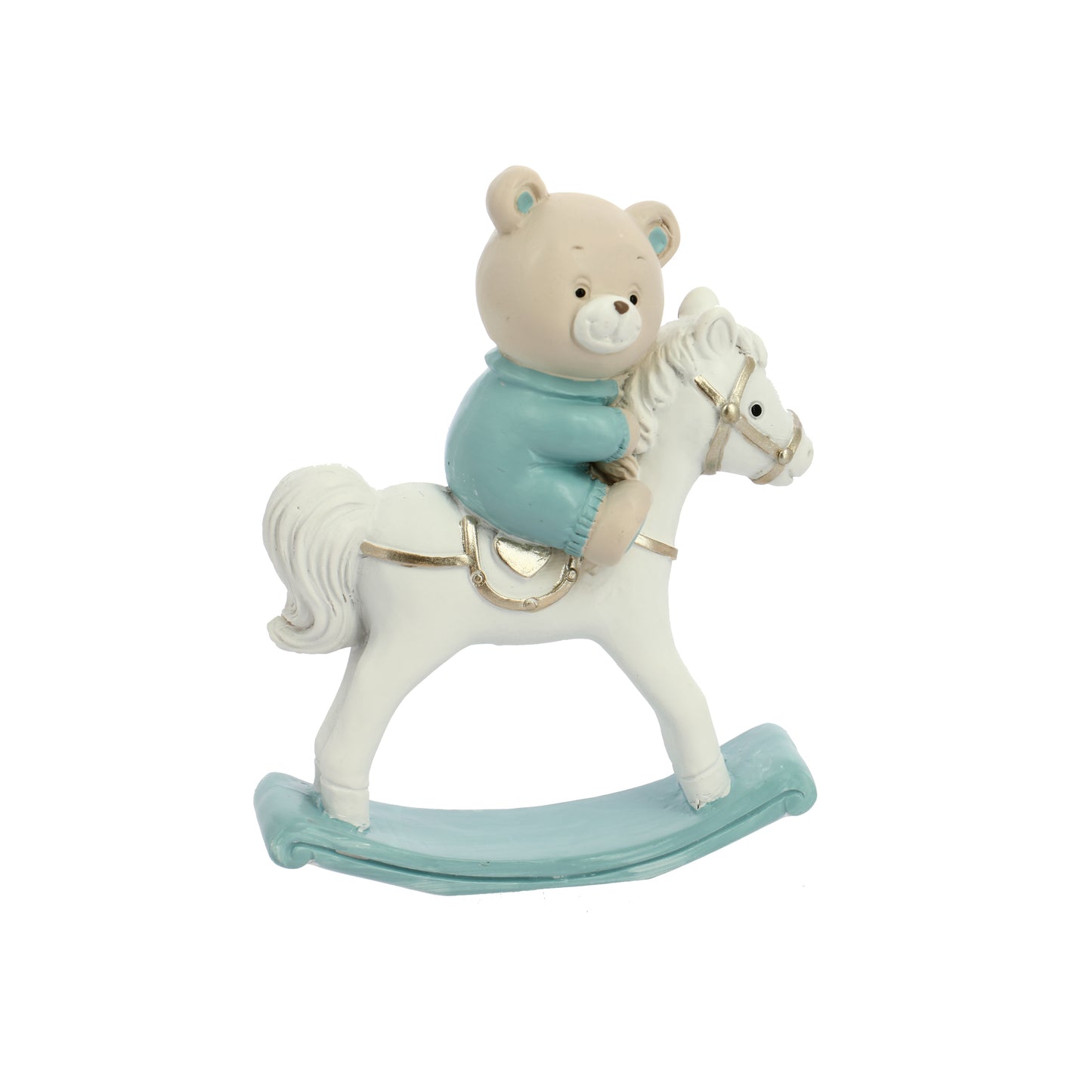Bomboniera cavallo a dondolo cielo con orsetto