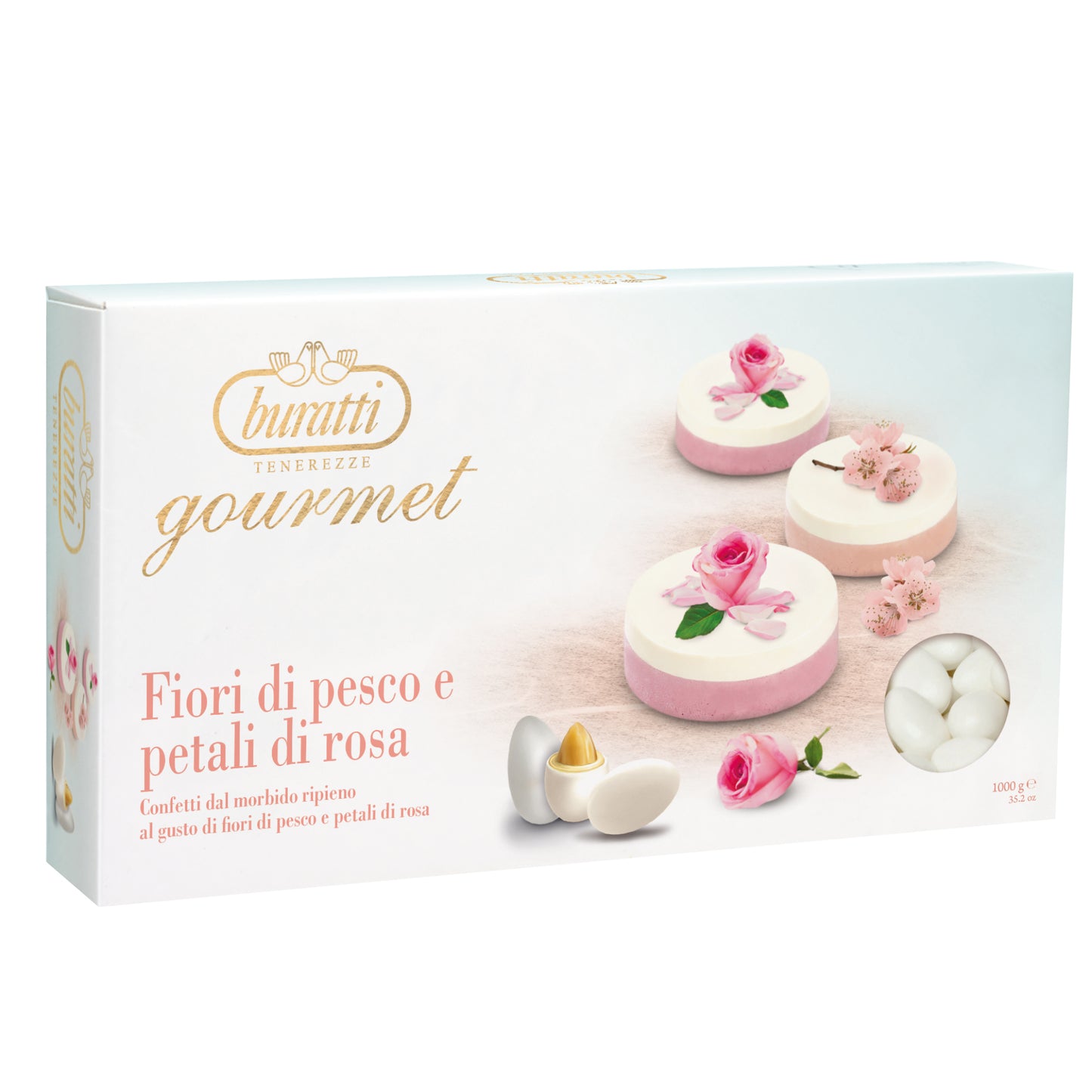 Confetti Buratti gourmet fiori di pesco e petali di rosa