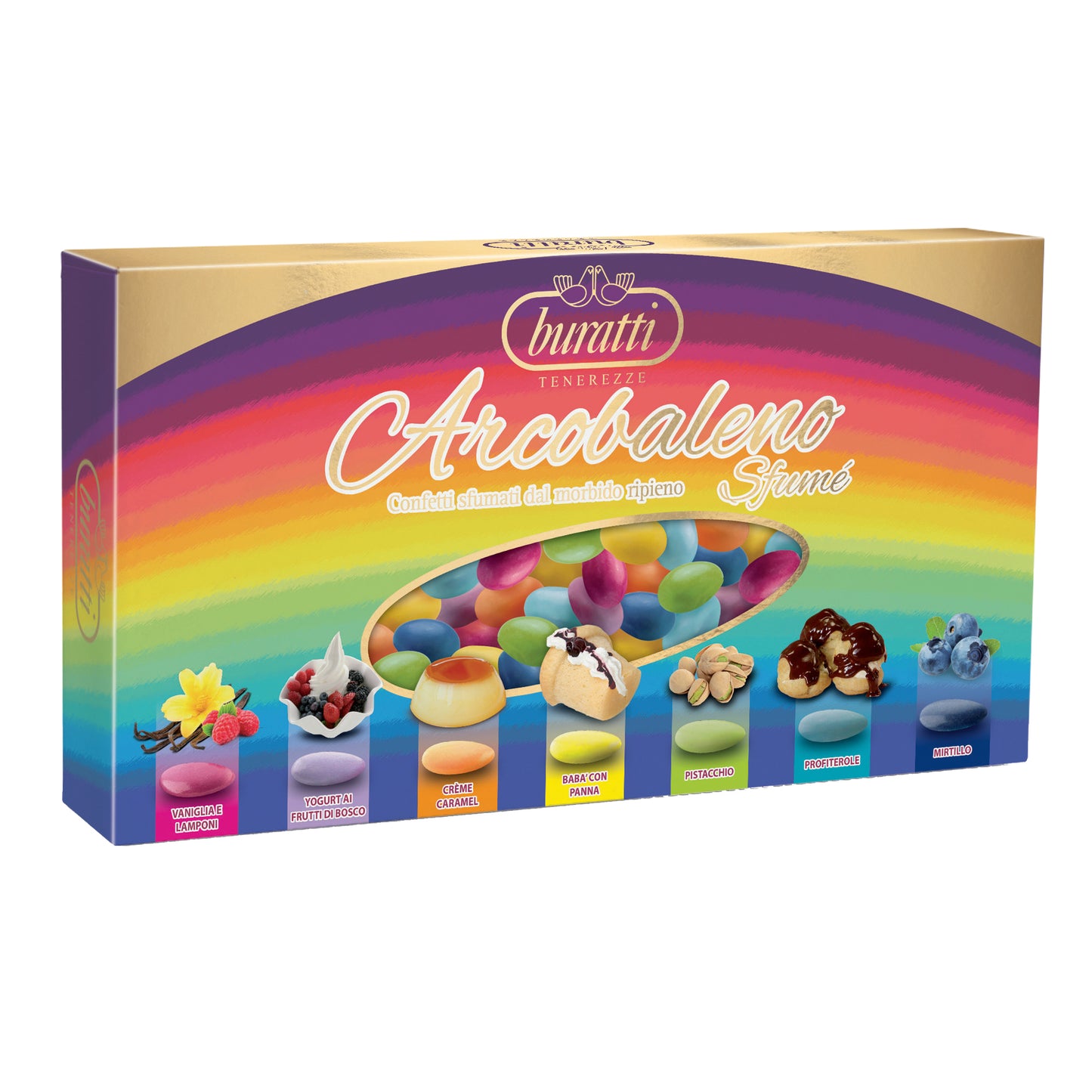 Confetti BURATTI cioccomandorla sfumè arcobaleno gusti assortiti