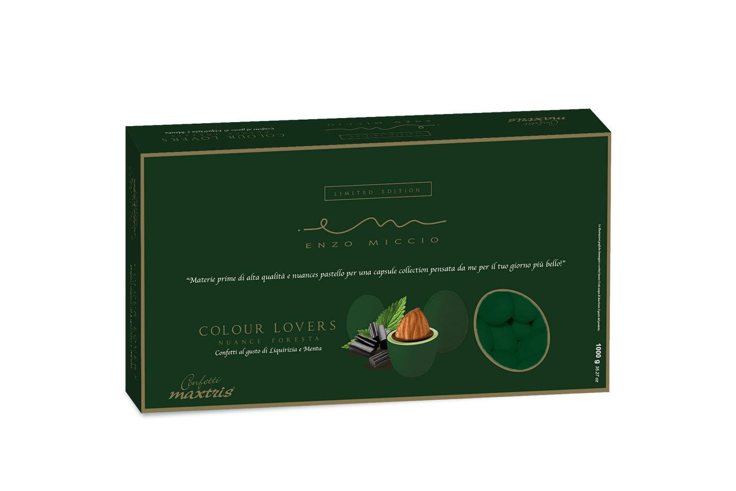 Confetti Maxtris Enzo Miccio nuance foresta liquirizia e menta