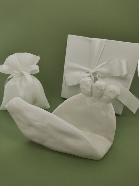 Set 10 portatovagliolo pala fico d'india bianca completa di confezionamento