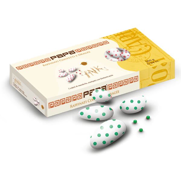 Confetti Papa cioccolato bianco con pois verde