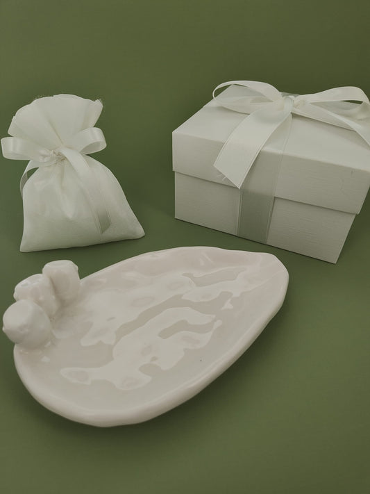 Set 10 svuotatasche pala fico d'india bianco complete di confezionamento