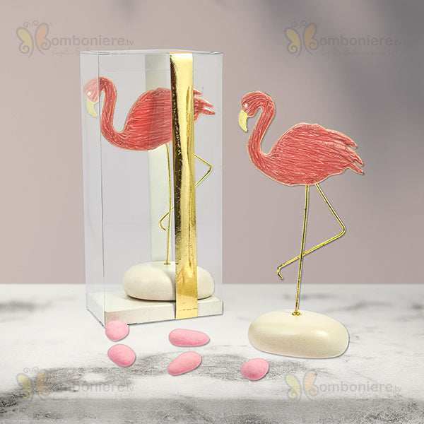 Bomboniera Flamingo con sasso