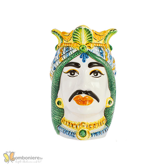 Bomboniera Nicarè testa di moro grande uomo colorata