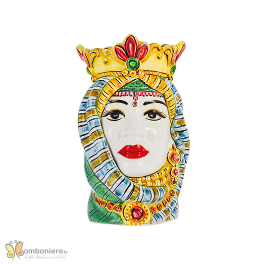 Bomboniera Nicarè testa di moro grande donna colorata