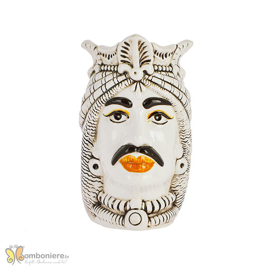 Bomboniera Nicarè testa di moro grande uomo arabo decorata