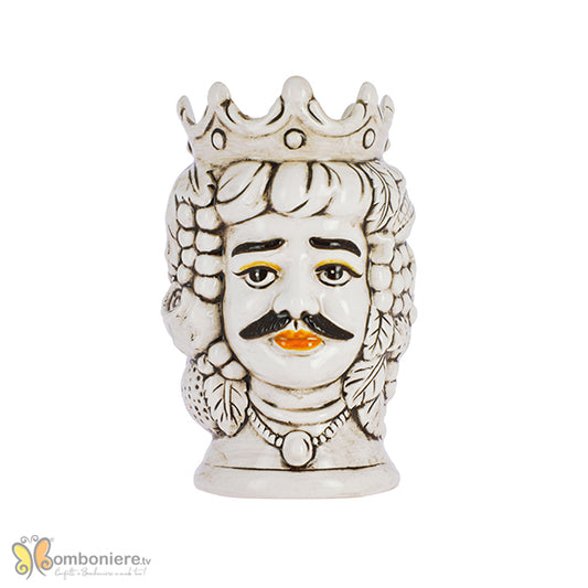 Bomboniera Nicarè testa di moro grande uomo frutta bianche