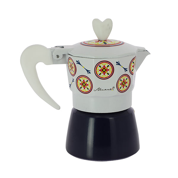 Bomboniera caffettiera maiolica blu completa di sacchetto