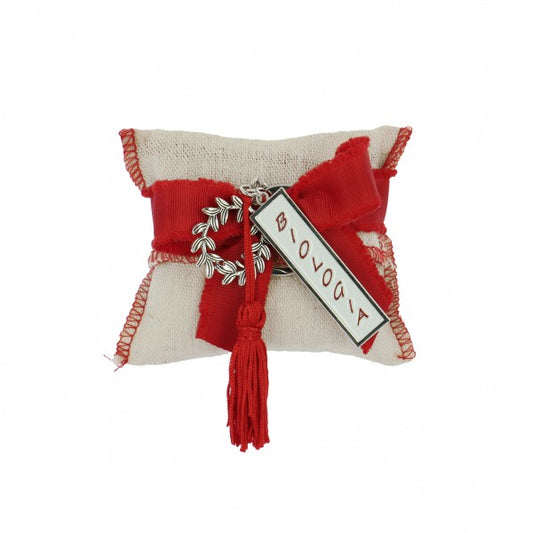 Sacchetto laurea busta lettera cotone grezzo beige con bordo rosso