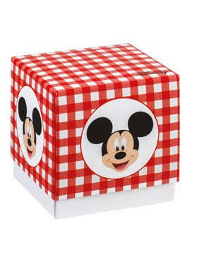 Set 10 scatola cubo grande Mickey party rosso (cad. € 0,72)