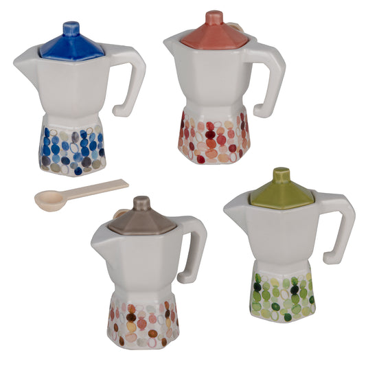 Set 4 moka zuccheriera pois con cucchiaino