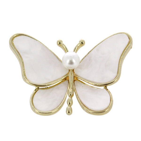 Accessorio spilla farfalla bianca perla