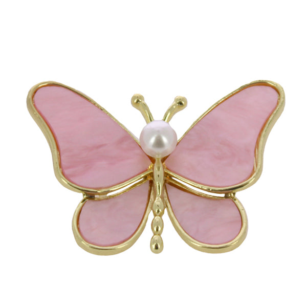 Accessorio spilla farfalla rosa perla pz. 6