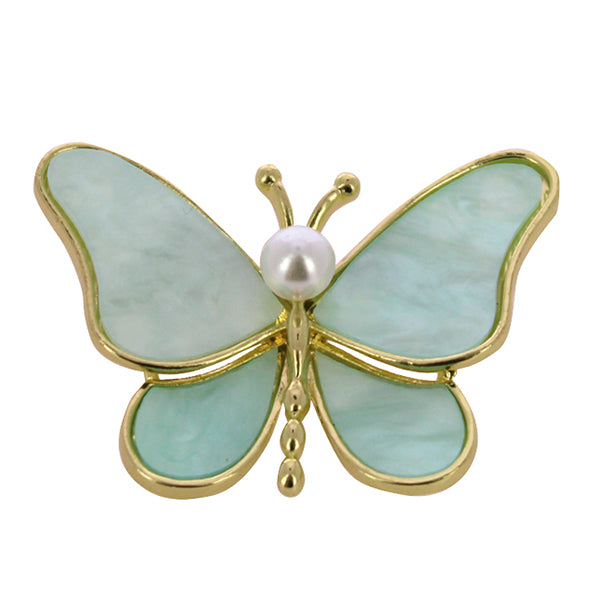 Accessorio spilla farfalla acqua marina perla pz. 6