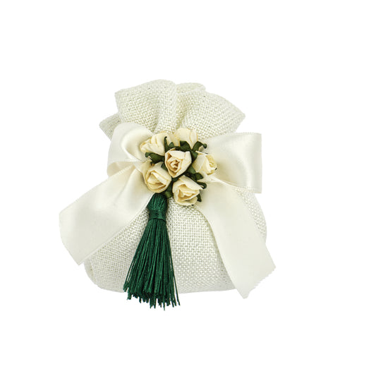 Busta con tirante canapa glitter avorio