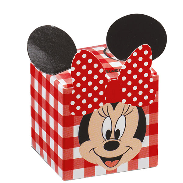 Set 10 cubo Minnie party rosso con orecchie nere