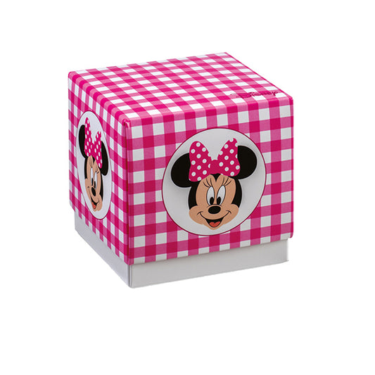 Set 10 scatola cubo grande Minnie party fuxia