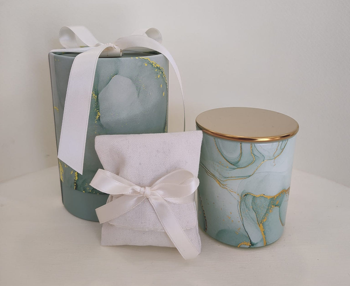 Set 10 candela effetto marmo verde