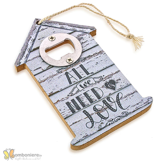 Bomboniera matrimonio apribottiglia casetta