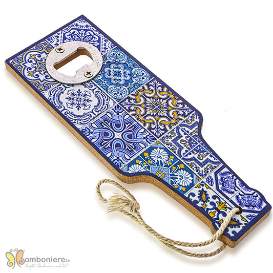Bomboniera matrimonio apribottiglia maiolica