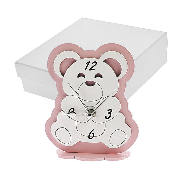 Bomboniera orologio orso rosa piccolo
