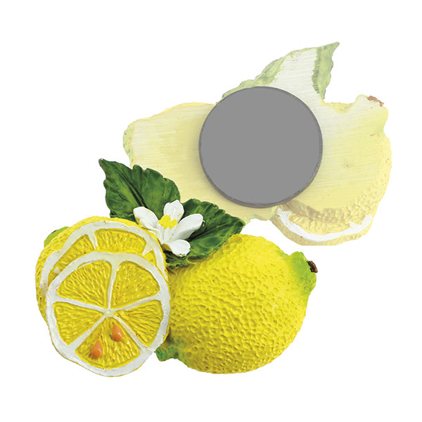 Bomboniera magnete limoni grandi con foglie e fiori