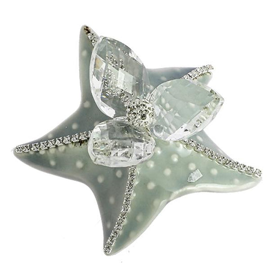 Bomboniera Crilù stella marina grigia strass con petali swarovski