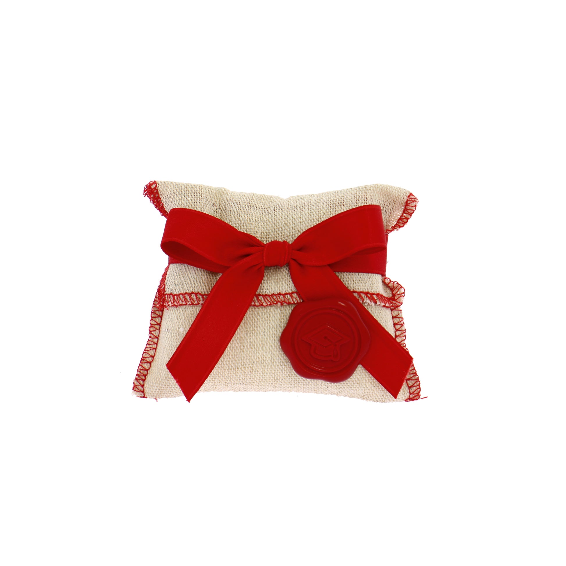 busta lettera cotone grezzo beige con bordo rosso