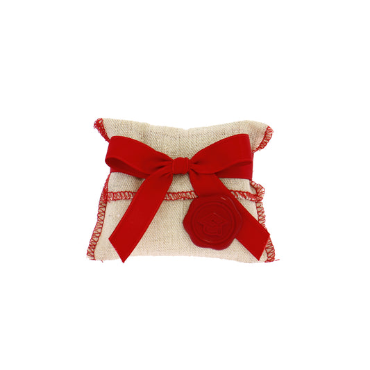 busta lettera cotone grezzo beige con bordo rosso