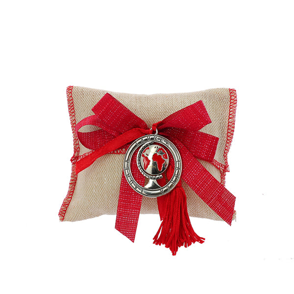 Sacchetto laurea busta lettera cotone grezzo beige con bordo rosso