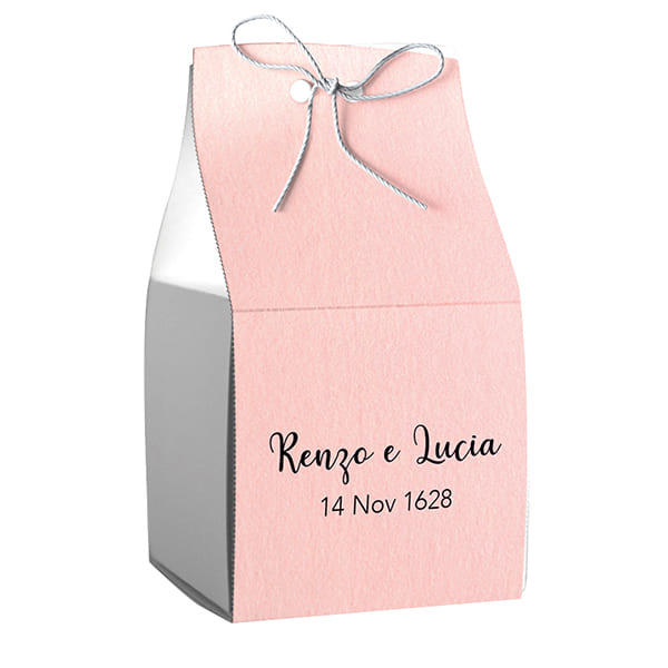 Set da 20 astucci cubo personalizzati rosa completi di confetti