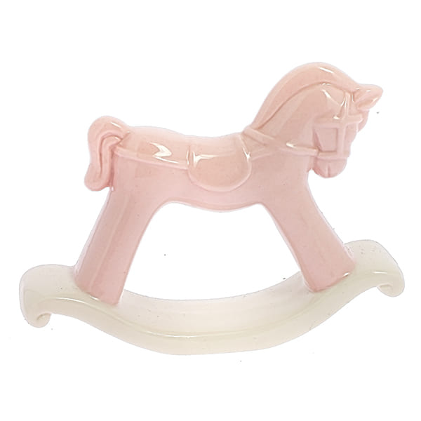 Bomboniera cavallo a dondolo rosa in porcellana
